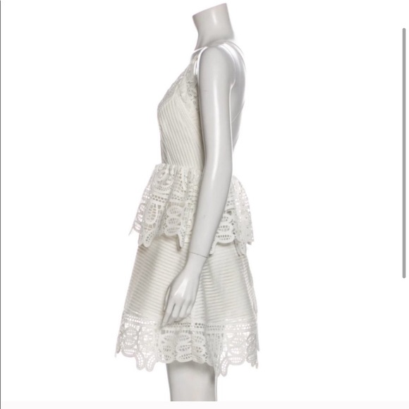 Self-Portrait White Lace Open-Back A Line Dress - Picture 7 of 7